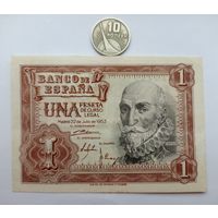 Werty71 Испания 1 песета 1953 aUNC банкнота Корабль
