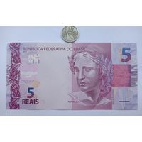Werty71 Бразилия 5 реалов 2010 UNC банкнота