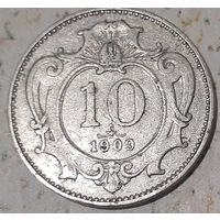 Австрия 10 геллеров, 1909