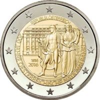 2 евро 2016 Австрия 200-летие Национального банка Австрии UNC