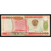 Мозамбик 100000 метикал 1993 г. P139. Серия FE. UNC