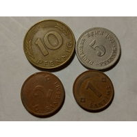 Монеты Германии и Латвии.