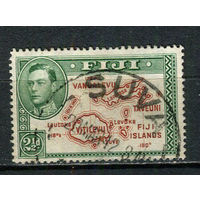 Британские колонии - Фиджи - 1938/1950 - Георг VI. Карта 2 1/2Р - [Mi.97D] - 1 марка. Гашеная.  (Лот 92Dg)