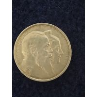Монета 2 марки золотая свадьба Баден 1906