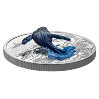Канада 20 долларов 2017г. "3D Горбатый кит". Монета в капсуле; подарочном футляре; номерной сертификат; коробка. СЕРЕБРО 31,39гр.(1 oz).
