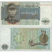 Бирма 1 Кьят 1972 UNC П1-368