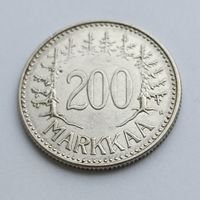 200 марок Финляндия 1957 года. Серебро 500. Монета не чищена. 32