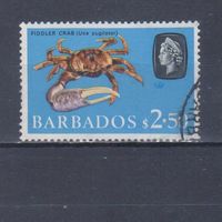 [645] Британские колонии. Барбадос 1965. Елизавета II.Морская фауна.Краб. Концовка серии.Гашеная марка.