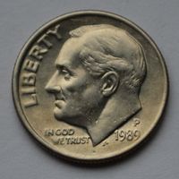 США, 10 центов 1989 г. Р