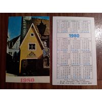 Карманный календарик.1980 год.Прибалтика