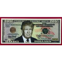 Дональд Трамп Станет Президентом США в 2016 году * Сувенирная Цветная Банкнота * UNC