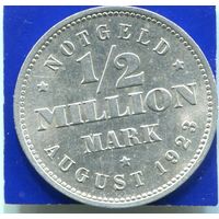 Германия , Гамбург 1/2 миллиона марок 1923 J , нотгельд , VF