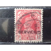 Британская Индия 1937 Король Георг 6 Надпечатка 1 анна