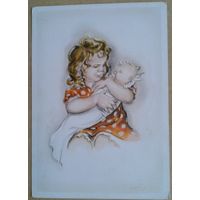 Девочка с младенцем. Дети. Германия. 1950-е. Чистая.