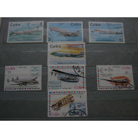 Марки - самолеты, авиация, транспорт, воздушный флот, Куба - 8 шт.