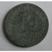 Германия 10 пфеннигов, 1918 Цинк /не магнетик/ (3-16-239)