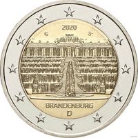 2 евро 2020 Германия Бранденбург, дворы A G F D J UNC из ролла