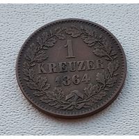 Баден 1 крейцер, 1864 7-7-20