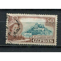 Британские колонии - Кипр - 1955 - Королева Елизавета II и замок Святого Илариона 50M - [Mi.174] - 1 марка. Гашеная.  (Лот 35Fe)-T25P13