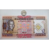 Werty71 ГВИНЕЯ 1000 ФРАНКОВ 2010 UNC банкнота 50 лет Центральному банку и валюте Гвинеи