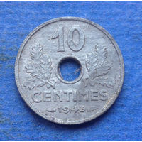 Франция 10 сантимов 1943 уменьшенный диаметр