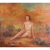 Картина "Женщина на берегу озера"