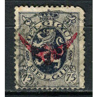 Бельгия - 1930/1931 - Герб 75С с надпечаткой. Dienstmarken - (есть тонкое место) - [Mi.14d] - 1 марка. Гашеная.  (Лот 42EW)-T25P3