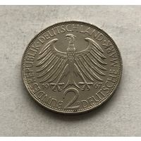 Германия ФРГ 2 марки 1967 (D - Мюнхен) Макс Планк - нечастая!