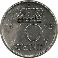 Нидерланды 10 центов 1972