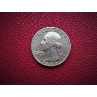 КВОТЕР 25 центов США 1980г.