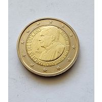 Ватикан 2 евро, 2007 80 лет со дня рождения Папы Римского Бенедикта XVI UNC  без буклет