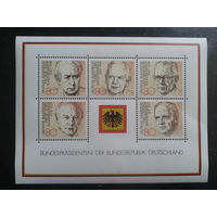 ФРГ 1982 Герб, президенты страны блок Михель-6,5 евро