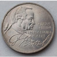 Германия 5 марок, Серебро  11,2гр. 1974. 250 лет со дня рождения Иммануила Канта