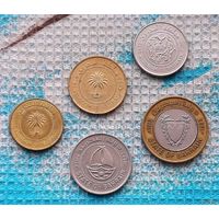 Королевство Бахрейн набор монет 5, 10, 25, 50, 100 филсов. Пальма.