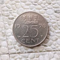 25 центов 1970 года Нидерланды. Королева Юлиана.