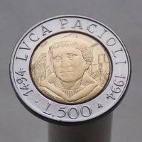 Италия 500 лир 1994 500 лет со дня рождения Луки Пачоли