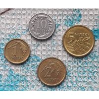 Польша набор монет 1, 2, 5, 10 грошей, UNC. Новый тип.