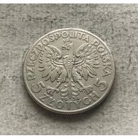 Польша Вторая республика 5 злотых 1934 Королева Ядвига - серебро