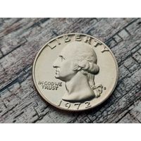 США. 25 центов (квотер, 1/4 доллара) 1972 S (Washington Quarter).