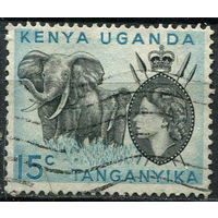 Британские колонии - Кения, Уганда, Таганьика - 1954 - Африканский слон 15С - [Mi.94i] - 1 марка. Гашеная.  (Лот 57EW)-T25P3