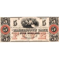 США, 5 $, The Hagerstown Bank, Maryland, 1800'. Не частые!
