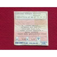 Билет на футбольный матч Дерби Каунти 1987 г.