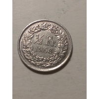 1/2 франка Швейцария 1968