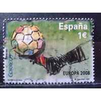 Испания 2008 Футбол, чемпионат Европы, марка из блока Михель-2,0 евро гаш