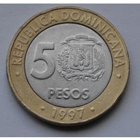 Доминикана, 5 песо 1997 г.