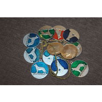 Собачьи жетоны, времён СССР, алюминий, 12 штук., диаметр 47 мм.