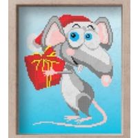 Вышивка " Мышь с подарком"