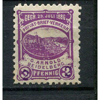 Германия - Гейдельберг - Местные марки - 1887 - Надпечатка (фиол.) нового номинала 2 на 3Pf - [Mi.55ic] - 1 марка. MH.  (Лот 92CS)