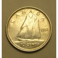 Канада 10 Центов 1951 Серебро