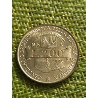 Италия 200 лир 1996 г